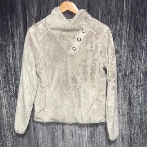 The North Face Mossbud Snap-Neck Sweater Fleece Pullover Womens Beige Small